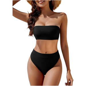 YACUN Women's High Waisted Bikini Swimsuit Two Piece Strapless Bandeau Size M